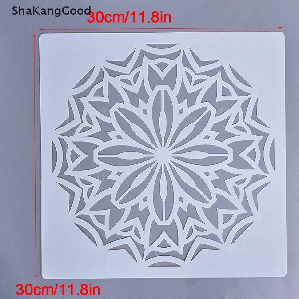 Template Stencil Lukisan Dinding Lantai Desain Mandala Ukuran 30x30cm