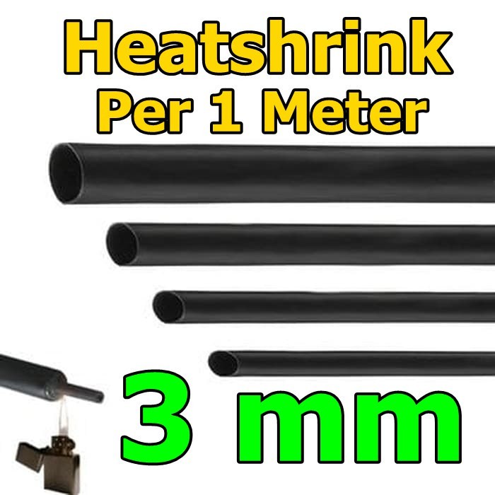 Heatshrink Selang Bakar 3mm 1Meter 1M Selongsong ciut Pembalut Kabel