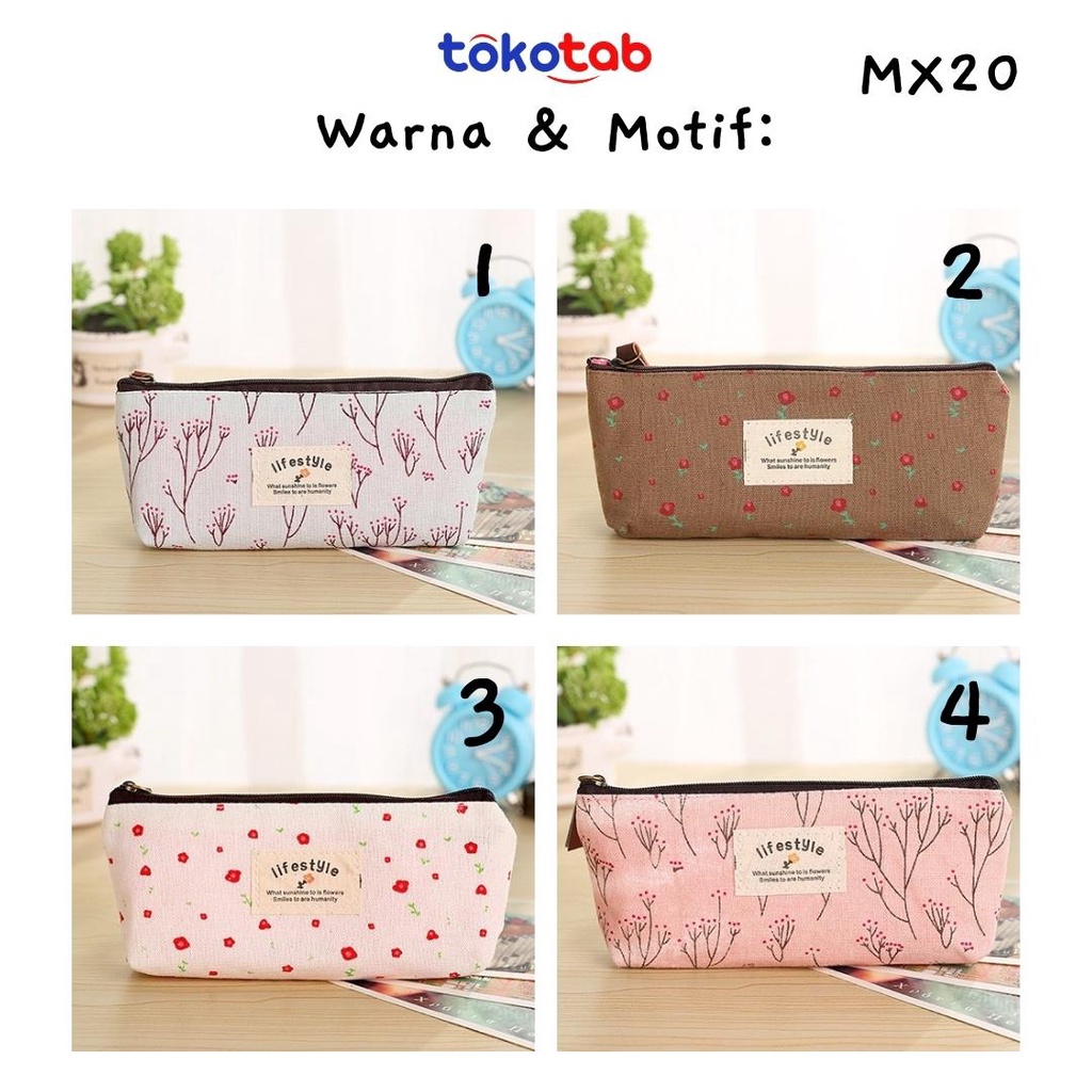 Tokotab - Tempat Pensil Resleting Cute Simple Korean Student Pencase Kanvas-Lifestyle