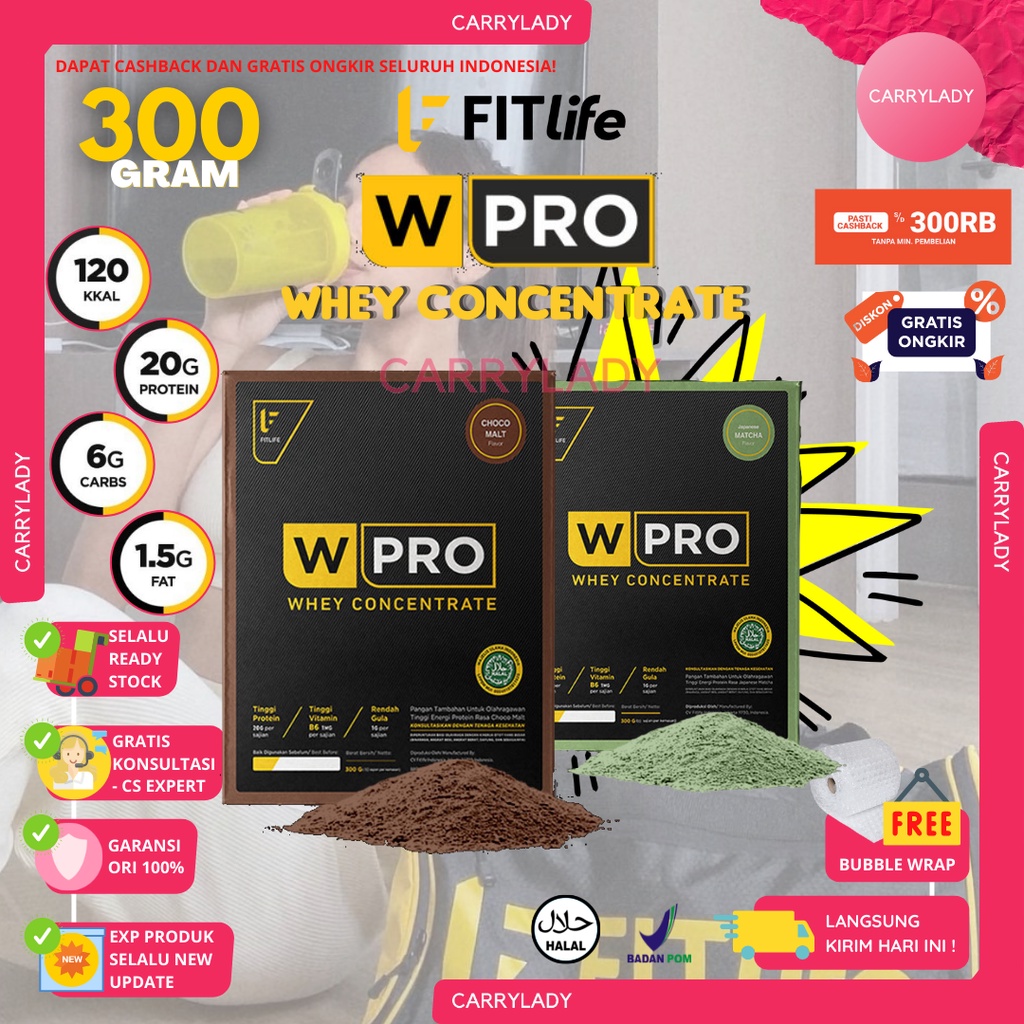 FITLIFE WPRO 10 SERVING BPOM WHEY PROTEIN 300 GRAM FIT LIFE W PRO 300GR SUSU FITNESS ON DIET ISOLATE