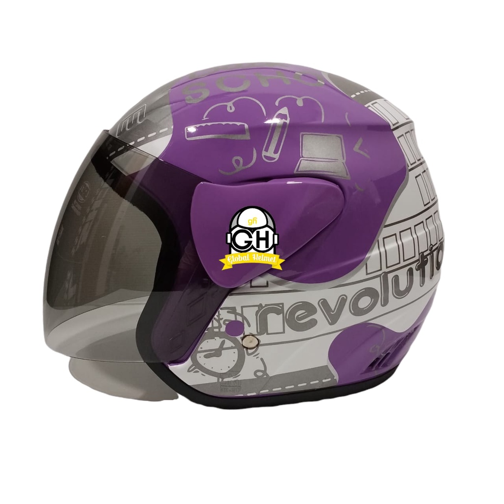 HELM EVOLUTION HELMET HALF FACE MOTIF REVOLUTION UNGU MIRIP SEPERTI HELM GM ORIGINAL UNTUK PRIA DAN WANITA DEWASA COD PACKING KARDUS