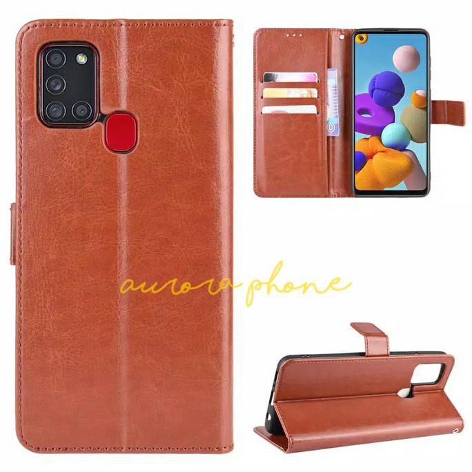 FLIP COVER SAMSUNG GALAXY A21S WALLET LEATHER CASE CASING KULIT A21 S - HITAM