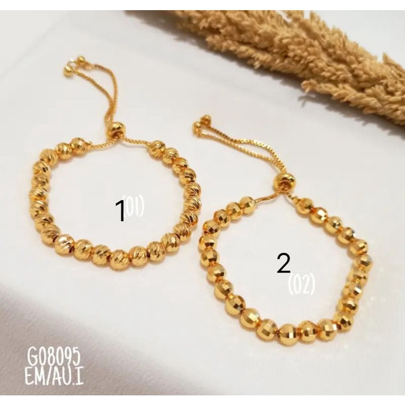 Gelang Serut Bola Lapis Emas