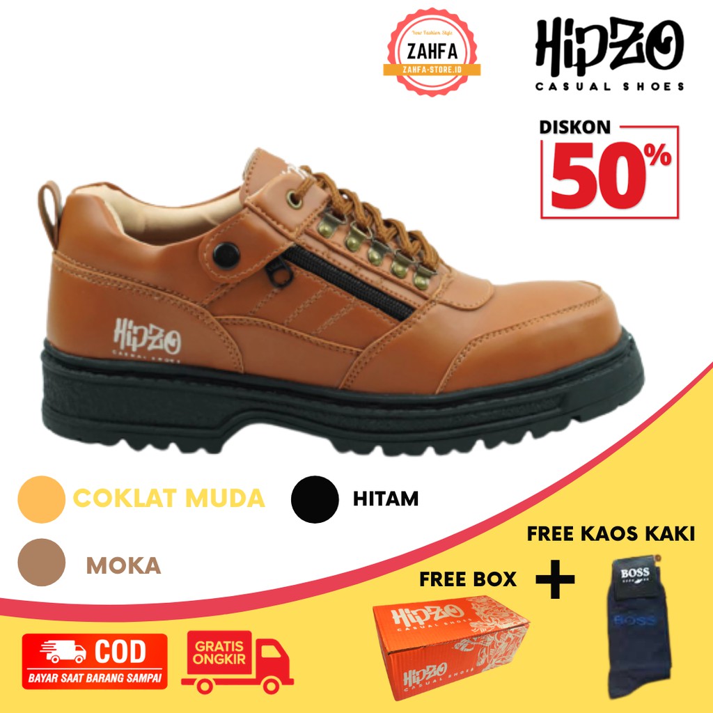 Sepatu Safety Kulit Hipzo M 41 Pria Boots Safety Besi Terbaru Kerja