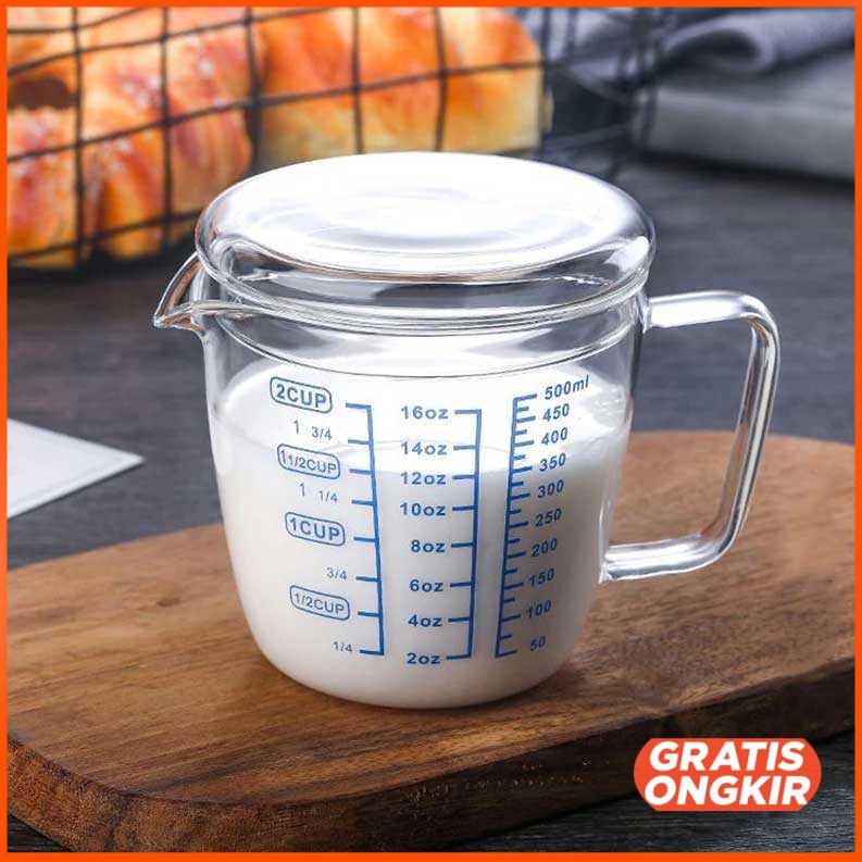 Gelas Teko Susu Jug Borosilicate Pitcher Flat Lid - ZM0080 500ml