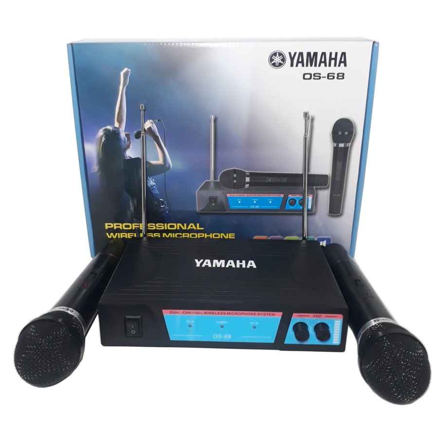 Microphone Karaoke YAMAHA OS-68 Wireless Double Mikrofon mic tanpa kabel