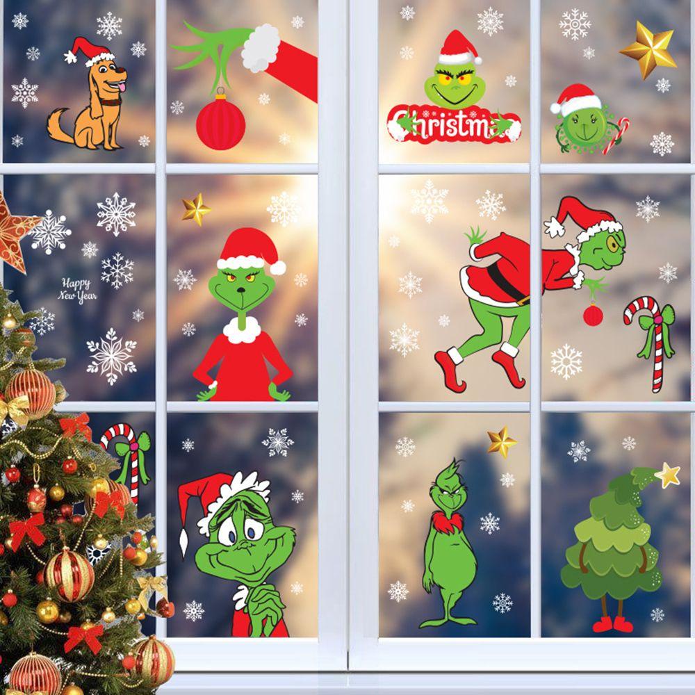 Populer 8PCs Stiker Kaca Lucu Kreatif Tahun Baru Wallpaper Merry Christmas Natal Stiker Jendela