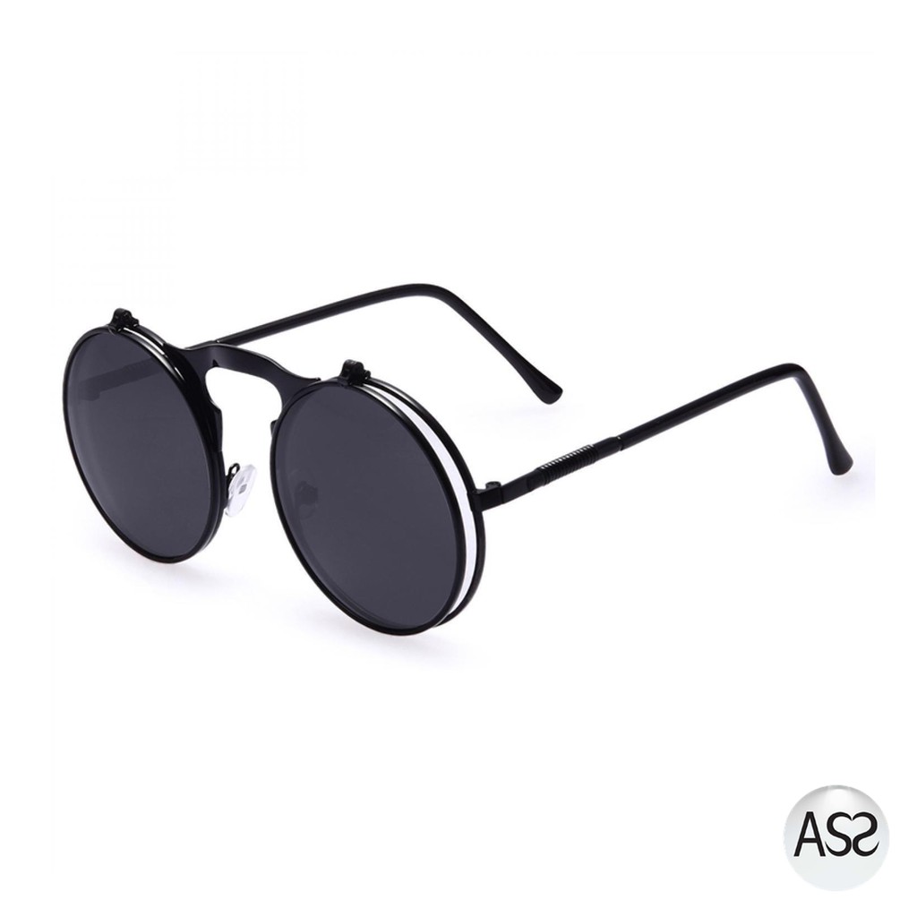 ASS Shop - AOFLY Kacamata Hitam Round Vintage Steampunk Sunglasses