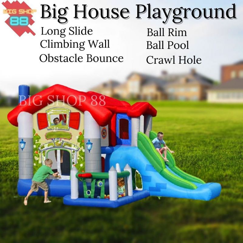 Rumah istana balon inflatable toys perosotan anak bentuk rumah playground kids
