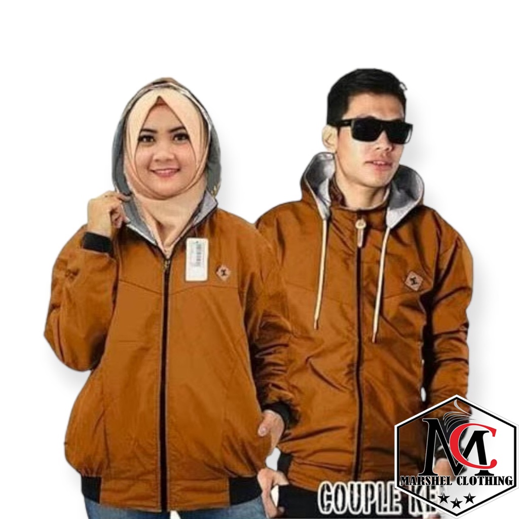 RCL - JAKET COUPLE BB PARASUT BOLAK BALIK 2 in 1 MAROON HITAM / JAKET PASANGAN / NAVY ABU GOLD MERAH