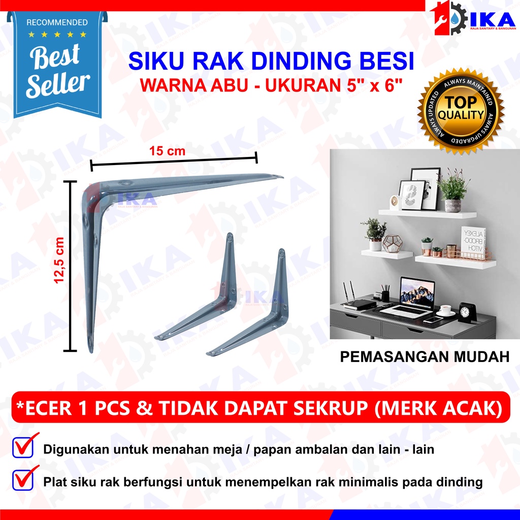 Siku Besi L Penyangga Rak Dinding Breket Shelf Bracket PREMIUM / Siku Penyangga Rak Dinding Besi L Abu &amp; Putih Shelf Bracket Breket Ambalan KUAT DAN MURAH