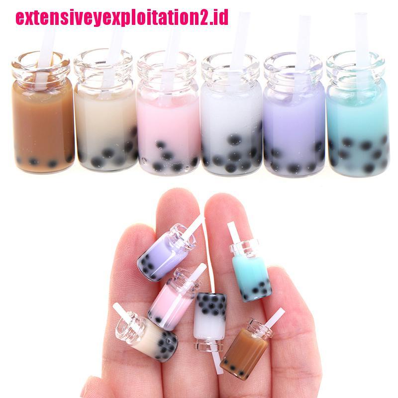 &lt; E2id &amp; &gt; 3Pcs / Set Mainan Miniatur Gelas milk tea Skala 1: 12 Untuk Dekorasi Rumah Boneka