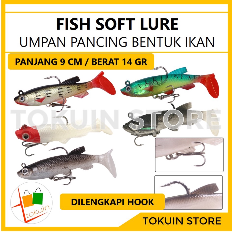 Soft Fish Lure Swim Bait Jig Umpan Casting Mata Pancing Mancing Ikan