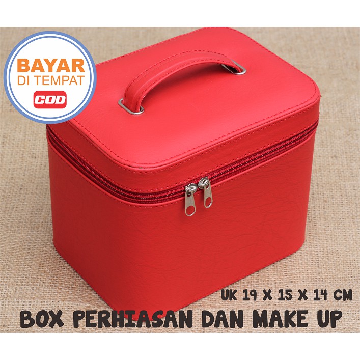 BEAUTY CASE MIX JEWELRY / TAS TEMPAT MAKE UP KOTAK KOSMETIK STORAGE BOX ORGANIZER BAG MERAH