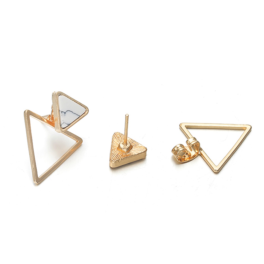 Hu Hu Hu Hu Hu Alat Bantu Pasang Kacamata♡ Anting Tusuk Gantung Desain Segitiga Ganda Hollow Gaya Simple Untuk Wanita