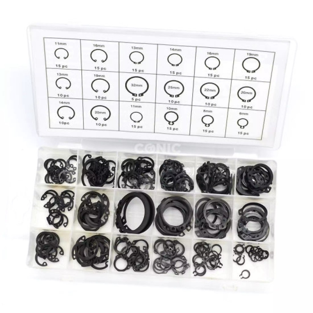 CIRCLIP / EXTERNAL RETAINING / SNAP RING SET ISI 225PCS + BOX