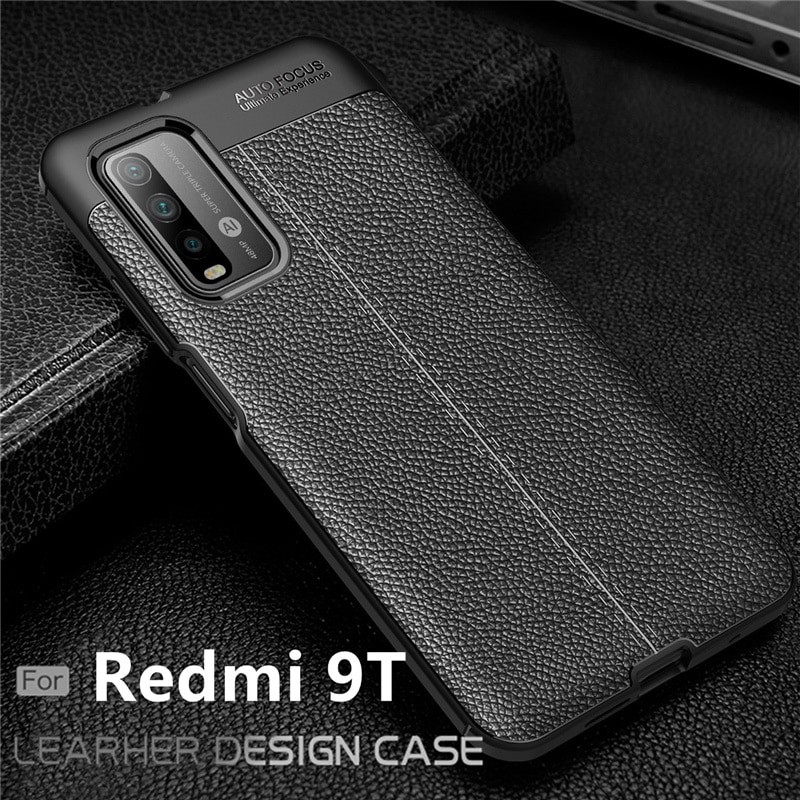 Case Xiaomi Redmi 9T New Casing Auto Focus Leather + Tempered Glass Full Layar