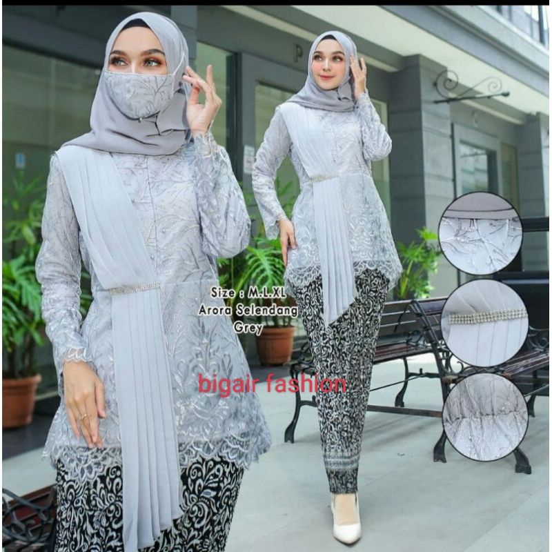 KEBAYA AURORA SELENDANG MODERN   SETELAN KEBAYA MODERN   SETELAN KEBAYA PESTA KEBAYA WISUDA AURORA SELENDANG BUSUI BY BA