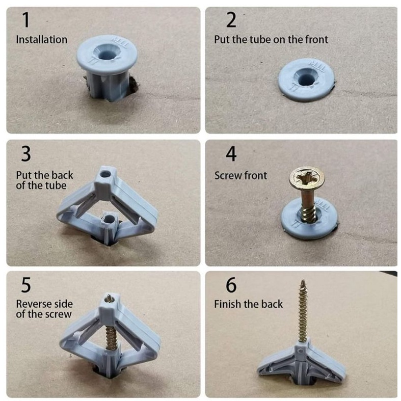 Nylon Toggle Gypsum Abu-Abu / Pengencang Skrup gypsum / Pengunci sekrup Gipsum / Alat Plastik Karet Abu Abu Sekerup gisum