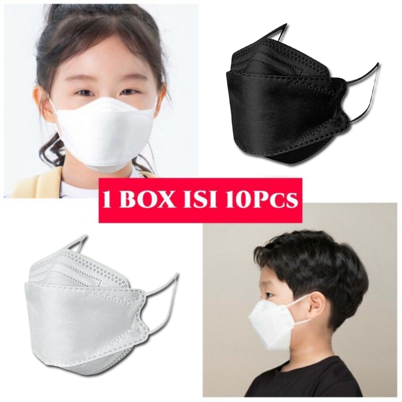 Masker Anak Kf94 Masker kf 94 Anak Polos Korea 4ply 10pcs Earloop Mask Disposable Sekali Pakai Masker Polos Pilihan Warna Putih Hitam Abu Masker Korea Maske Anak Korea