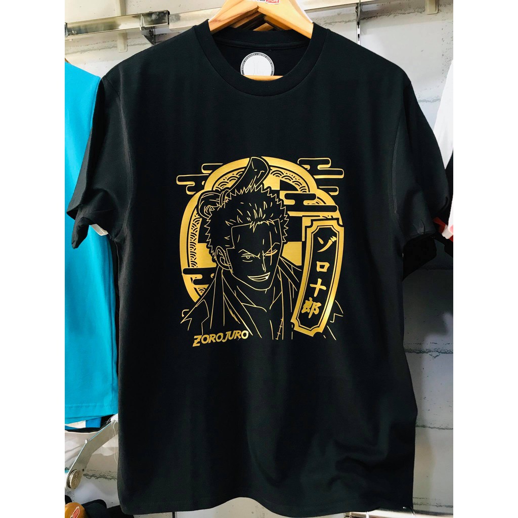 Kaos Roronoa Zoro Juro Gold Black Onepiece Mugiwara