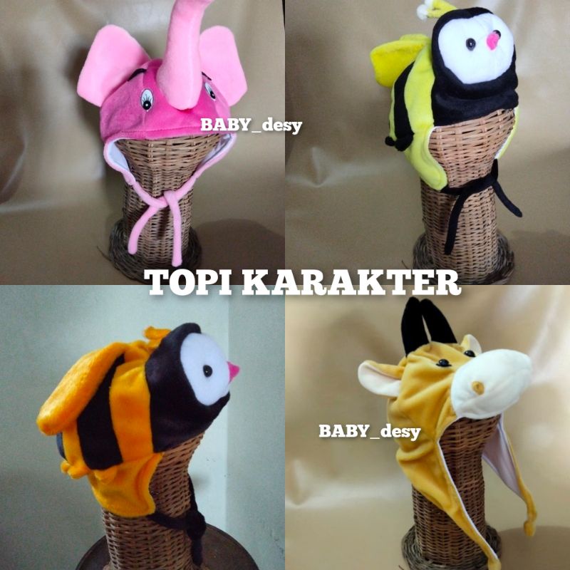 TOPI KARAKTER HEWAN IMUT / UNIK / LUCU / MURAH /KEREN BALITA 6 bulan -3 TAHUN