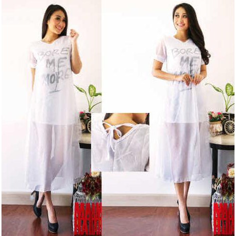 EDISI TERBARU LONGDRESS MORIE FT DRESS WANITA SIFON PUTIH KEBURU HABIS..