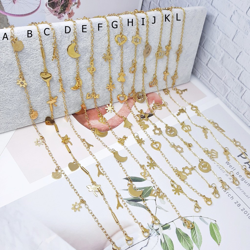 Gelang Titanium Tangan Besar Kaki Karakter Flower Gold - BB625