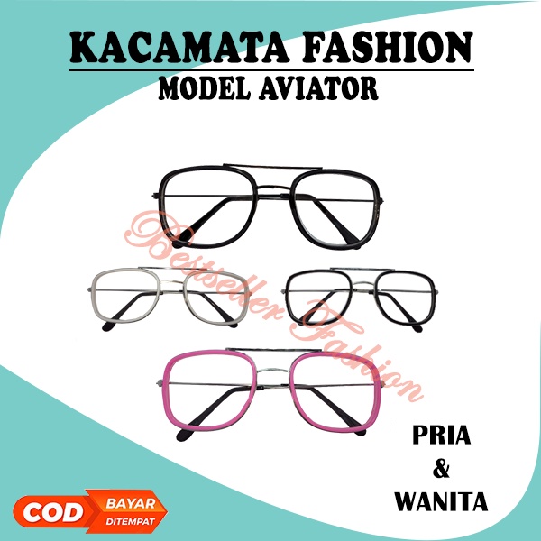 Kacamata Fashion Wanita Pria Lensa Transparan Kacamata Aviator Trendy Kacamata Bingkai Logam Klasik New Trend NOCASE