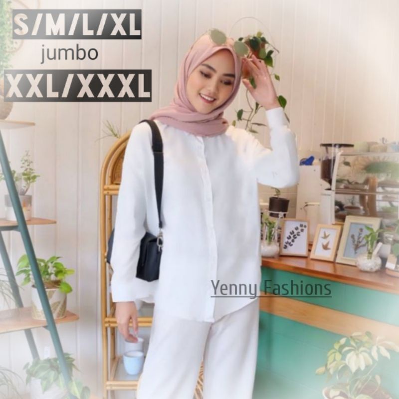 Kemeja Wanita Casual/Kemeja Basic/Kemeja Polos/Kemeja Jumbo