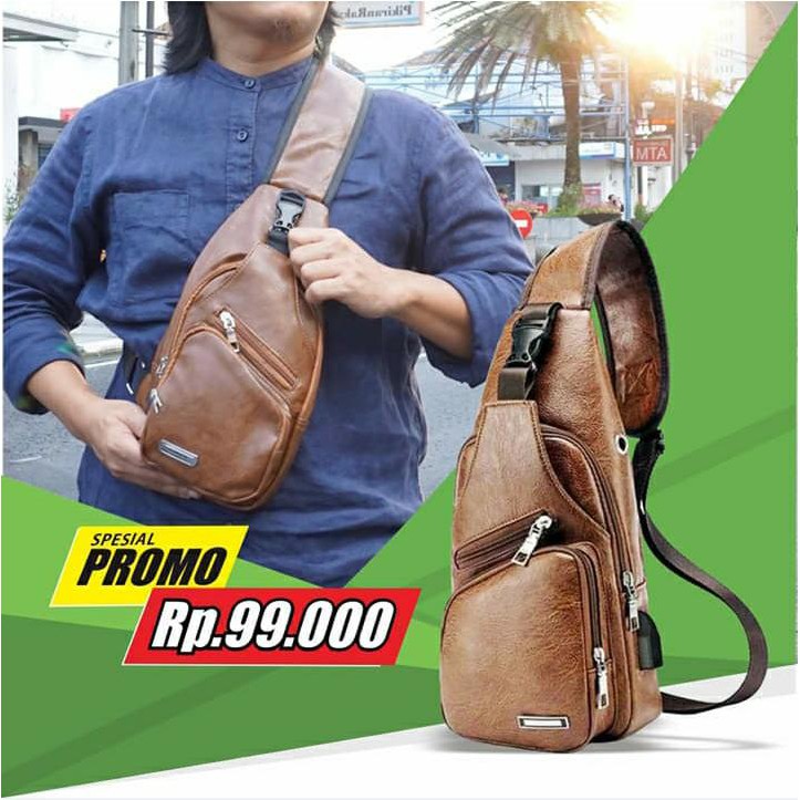 Tas Selempang Pria Kulit PU Best Seller Kualitas Premium Dijamin Sesuai Dengan Gambar Deskripsi