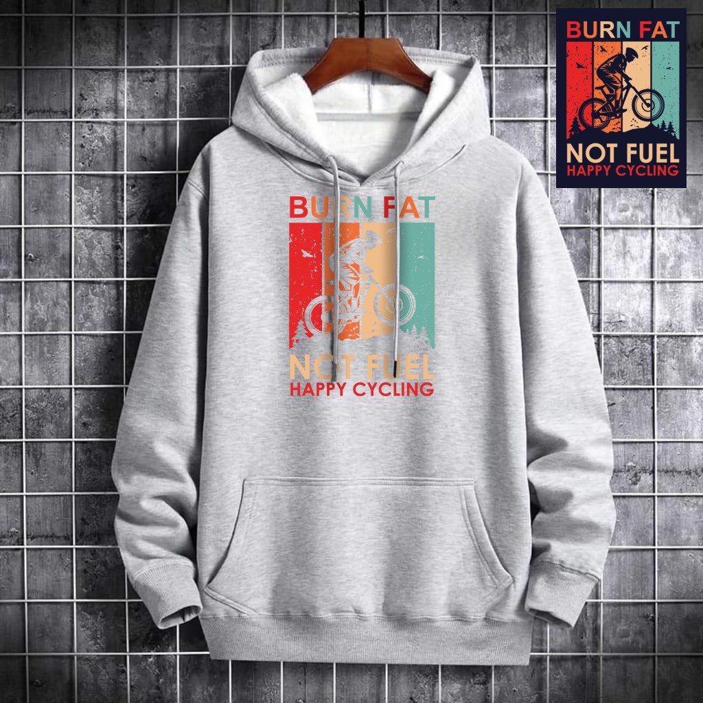 INDOSAN-SWEATER HOODIE BURN FAT-HOODIE DISTRO BAHAN FLEECE MOTIF GAMBAR DTF PRINTING-REAL PICT-BISA COD