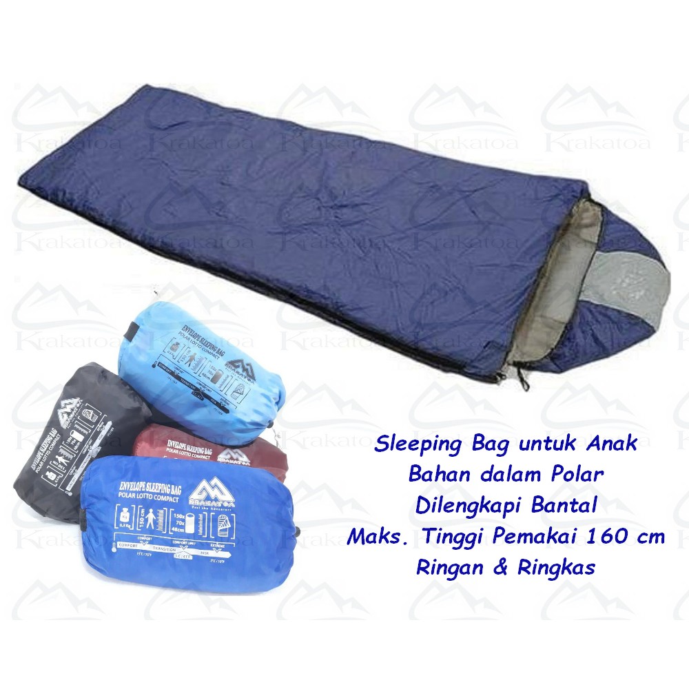 Sleeping Bag` Polar Bulu SUPER - Dacron WATERPROOF - Bantal` Kantong Tidur Anti Air