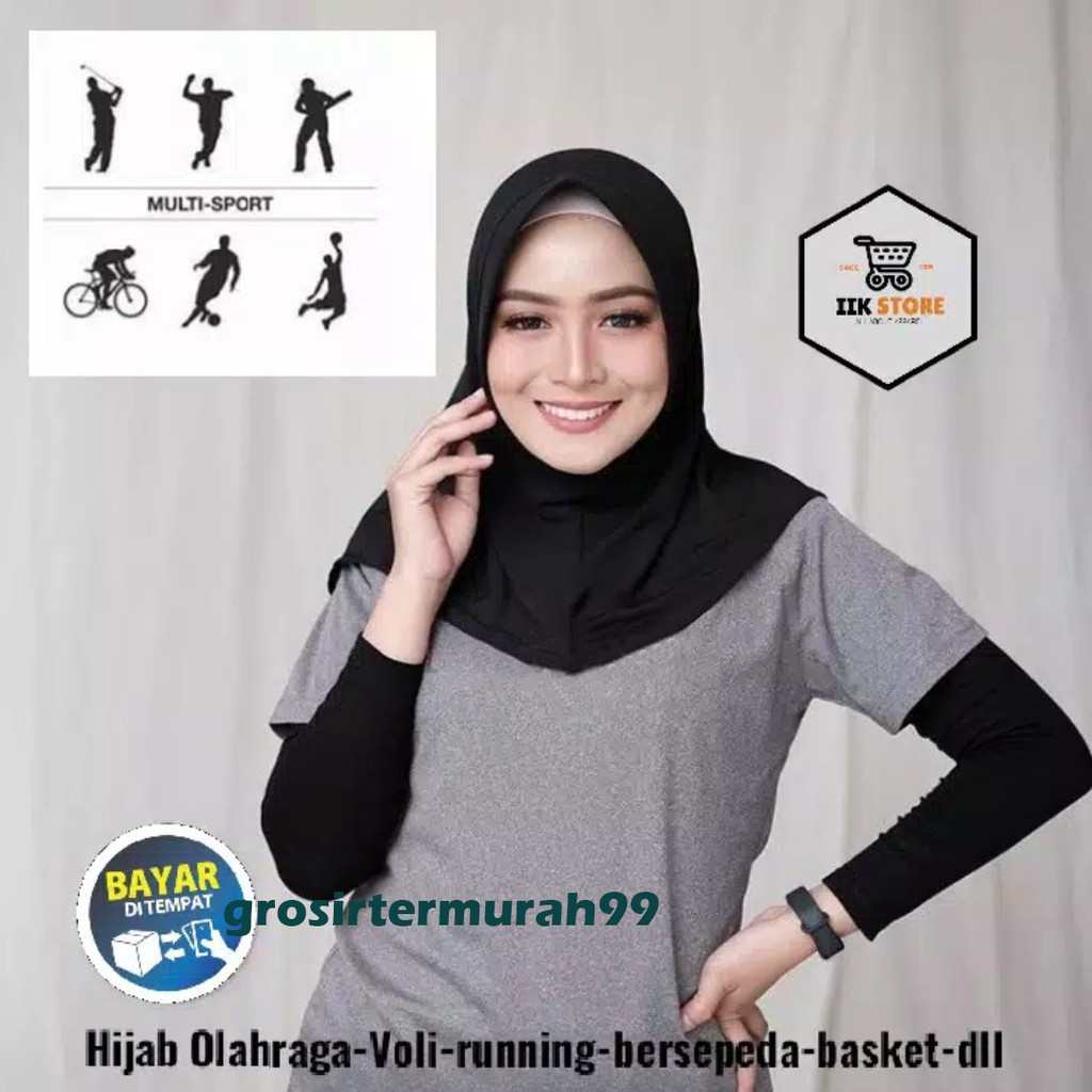 jilbab sport / kerudung  olahraga / hijab instan sport bahan jersey