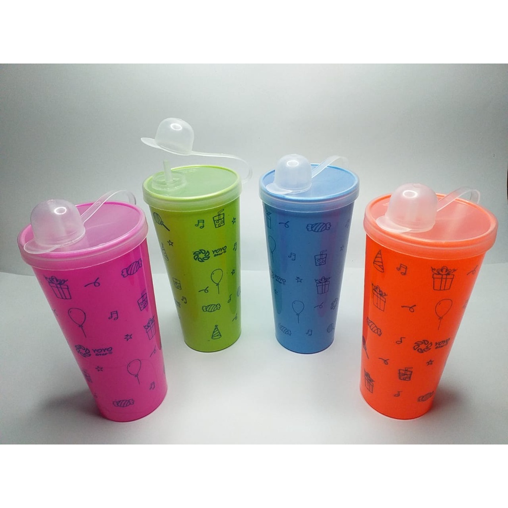 Gelas Minum Plastik Sedot Anak Karakter Ulang Tahun