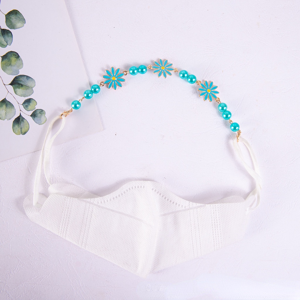 Rantai Lanyard Masker Dapat Disesuaikan Model Pendek Aksen Mutiara