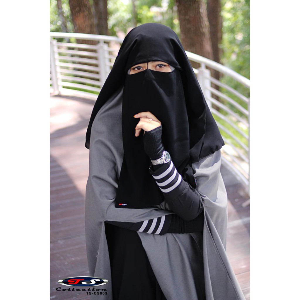 Cadar Niqob Purdah New Long Yaman Anti Singkap Tahan Badai 2 Layer-TS - Hitam