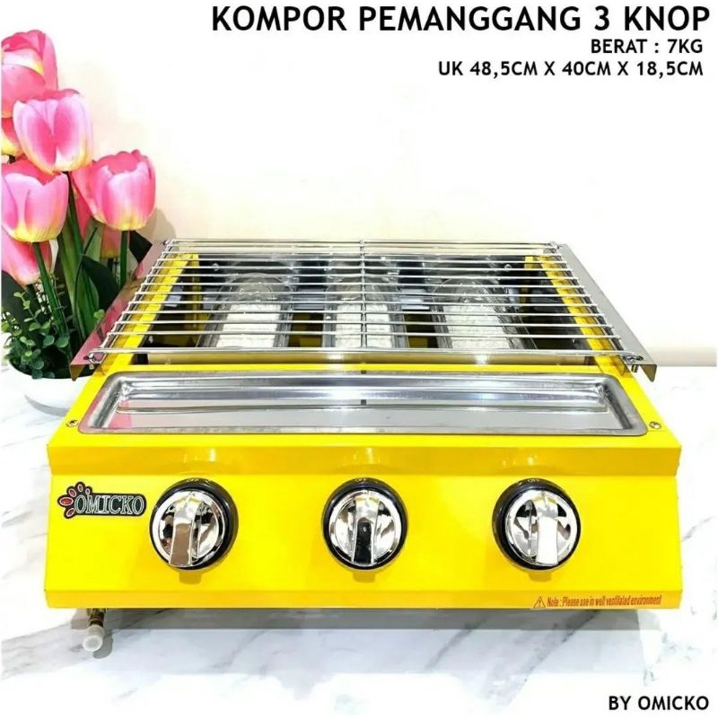 Panggangan sosis 3 tungku Omicko, Alat Pemanggang Gas Roaster 3 Tungku Omicko