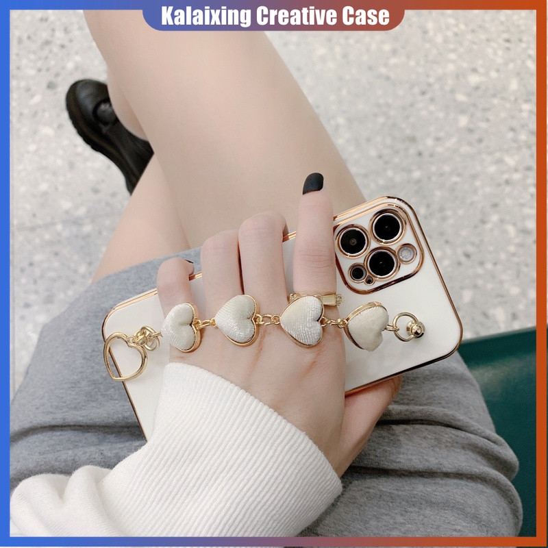 Soft Case Dengan Gelang Rantai Bahan Metal Untuk iPhone 13 Pro Max 12 MiNi 11 XR XS X 7 8 Plus SE 14 Pro Max