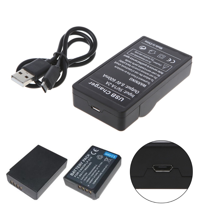 Cre Charger Baterai Portable Untuk LP-E10 1100D E0S1200D Kiss X50 Rebel T3