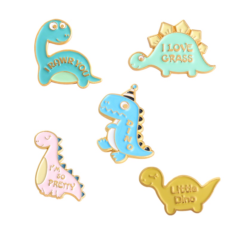 Bros Pin Desain Kartun Dinosaurus 5 Gaya Untuk Hadiah