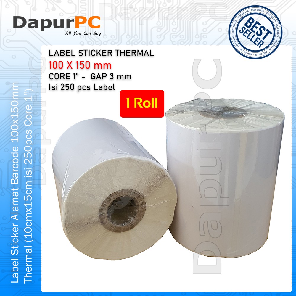 

Kertas Label Sticker Thermal Barcode Alamat 100x150mm 10x15cm 250Pcs Core 1