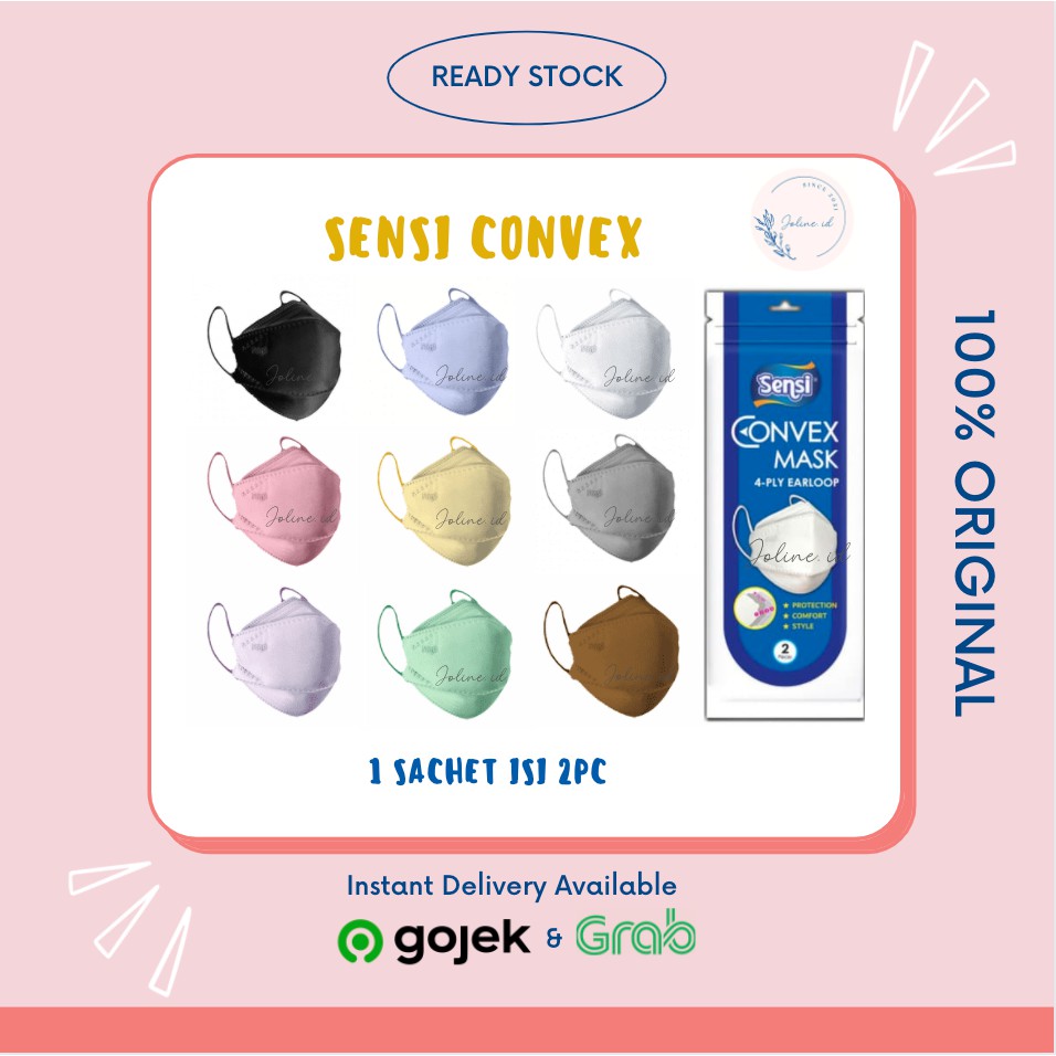 MASKER SENSI CONVEX MASK 4 PLY EARLOOP 1 SACHET ISI 2PCS / SENSI CONVEX SACHET 4PLY / MASKER KF94 KEMASAN ORIGINAL PABRIK