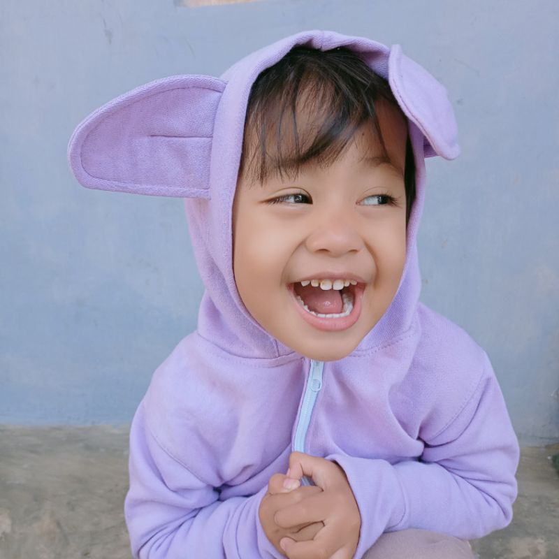 HOODIE KUCING ANAK ZIPPER SWEATER / JAKET/ BAJU HANGAT KIDS 2-4 TAHUN