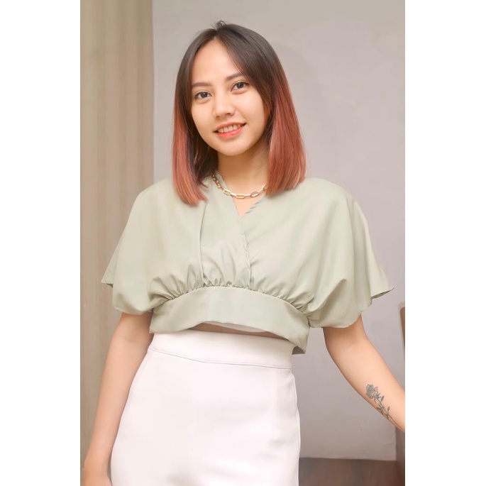 RX FASHION - FEMEI OUTER CROP XXL TWISTCONE / BOW BACK CARDY / Slit Back Self Tie Wrap Crop Top  / Atasan Wanita Korean Style Bow Back Cardy / Vallina Outer Blouse / YOLLA OUTER CARDI ATASAN WANITA / CROP ZOYA NN