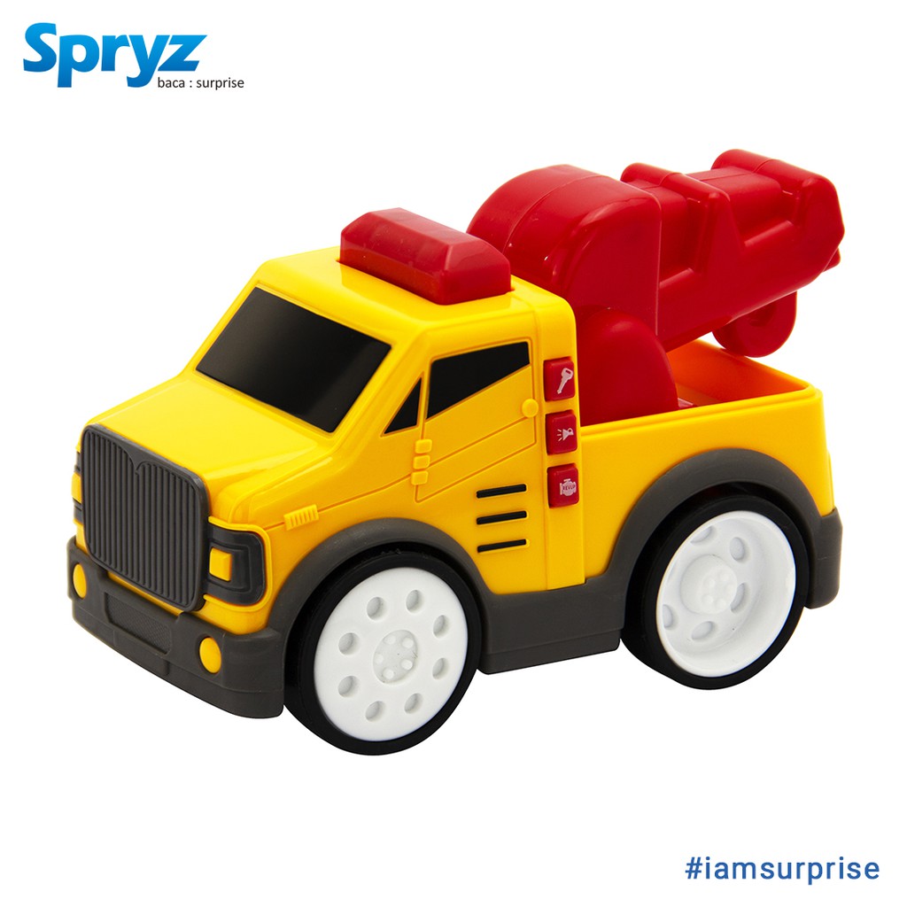 Spryz Press &amp; Go Skala 1:24 Mainan Mobil Konstruksi dengan Lampu &amp; Suara