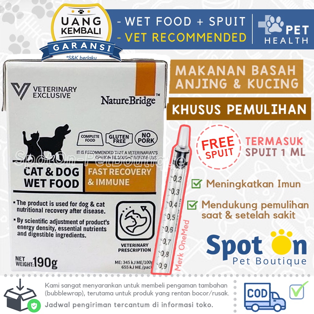 Nature Bridge Wet Recovery 190 Gr | Makanan Kucing Anijng Sakit Pasca Operasi | RC Recovery | NB Rec