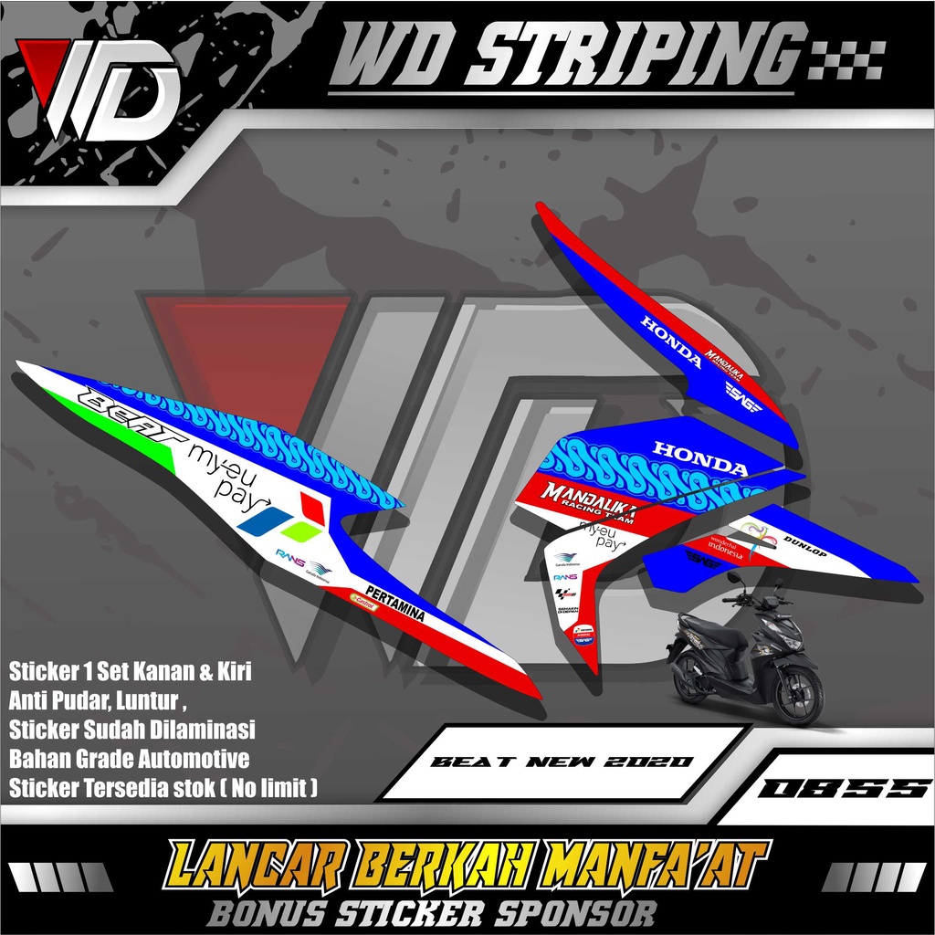 0855 Stiker Striping Honda Beat New 2020 Variasi Mandalika