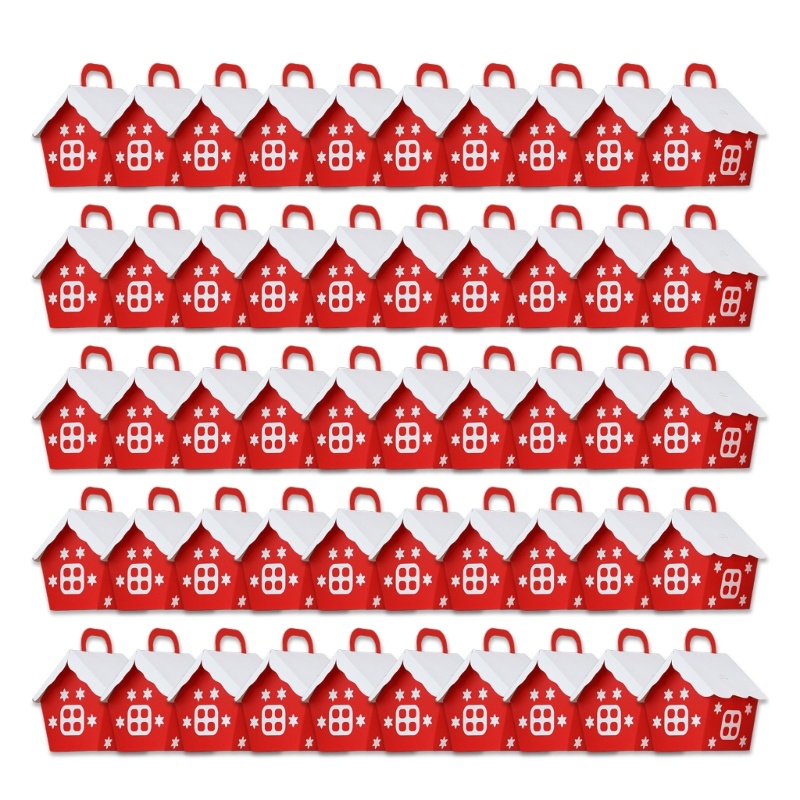 Zzz 50pcs Kotak Permen Bentuk Rumah Untuk Hadiah Natal Anak