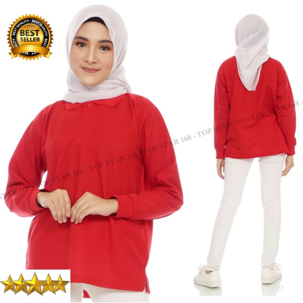 Polo Shirt Panjang / Kaos Polo Panjang / Putih Polos Lengan Panjang / Kaos Kerah Polo Lengan Panjang